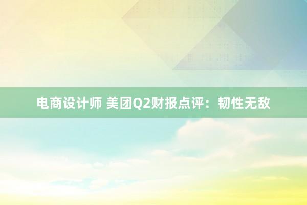 电商设计师 美团Q2财报点评：韧性无敌